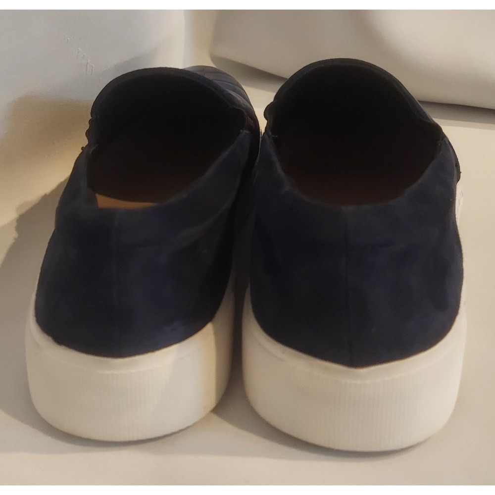 Via Spiga Womens Navy Maliah Croc Embossed Leather & Suede Sneakers Size 8.5 ❤️ - Picture 3 of 10